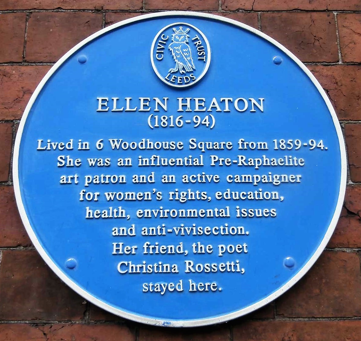 Ellen Heaton (1816-1894) Blue Plaque - Amazing Women by Rail